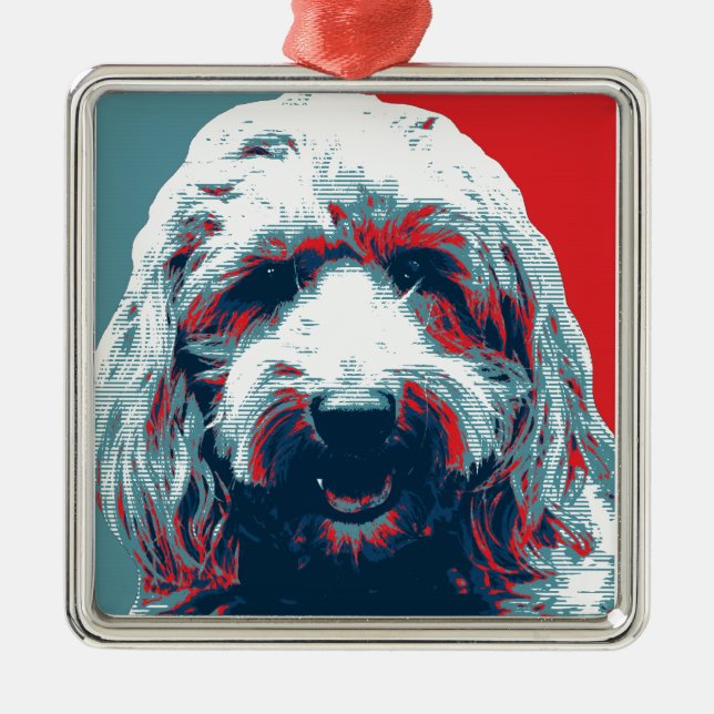 Ornamento De Metal GOLDENDOODLE por Cães Espertos (Frente)