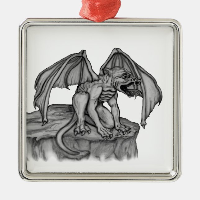 Ornamento De Metal Golem Gargoyle (Frente)