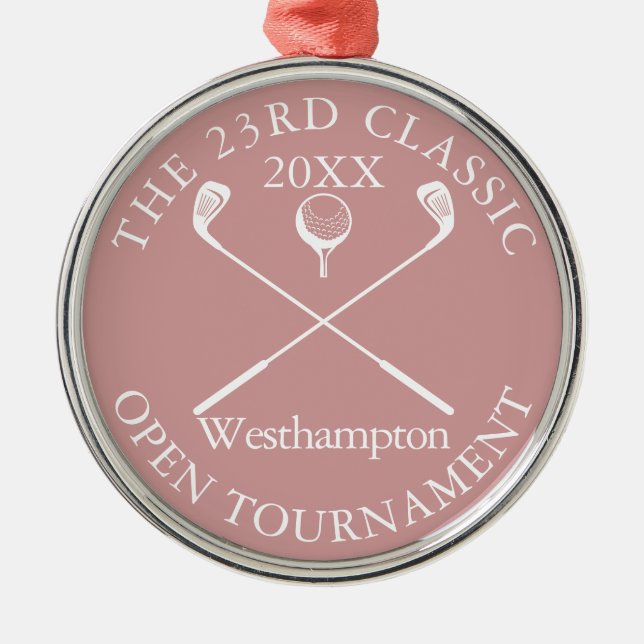 Ornamento De Metal Golf Tournament Classic Event Dusty Rose Award (Frente)