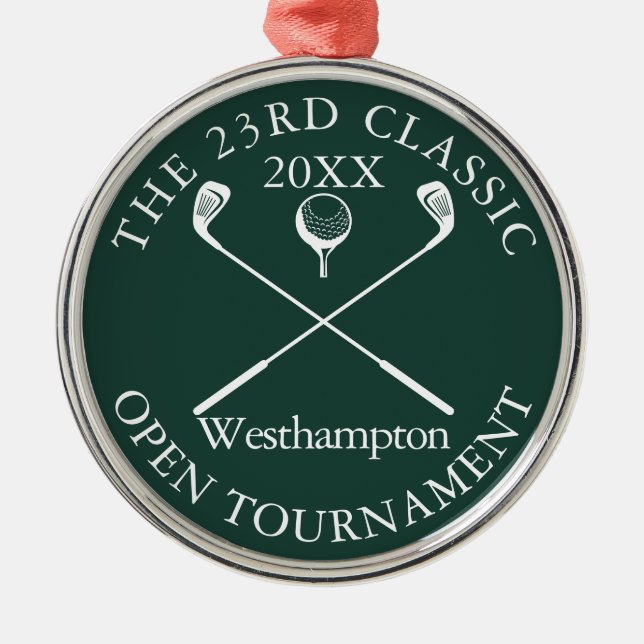 Ornamento De Metal Golf Tournament Classic Event Emerald Green Award (Frente)
