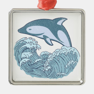 Ornamento De Metal Golfinho azul-bonito
