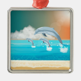 Ornamento De Metal golfinho saltando no oceano