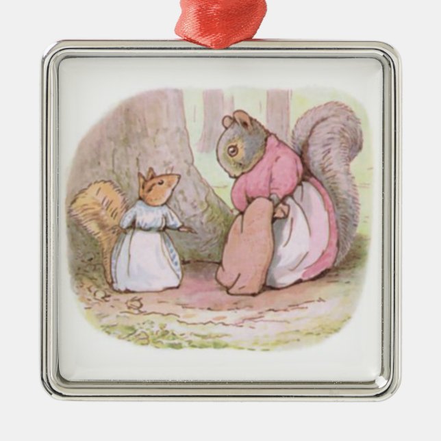 Ornamento De Metal Goody e Sra. Hackee (Esquilos) (Beatrix Potter) (Frente)