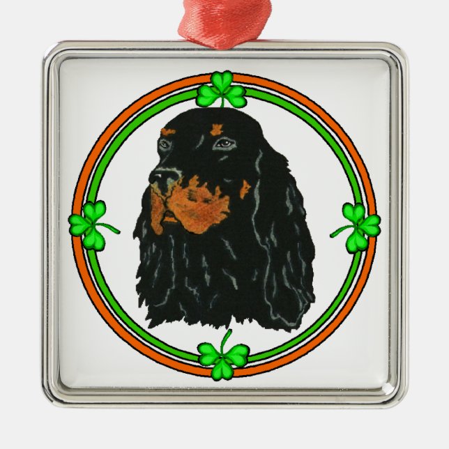 Ornamento De Metal Gordon Setter St Patricks (Frente)