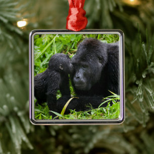 Ornamento De Metal Gorila da Montanha Criança beija Silverback Goril