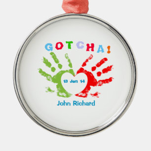 Ornamento De Metal Gotcha dia - design da adopção