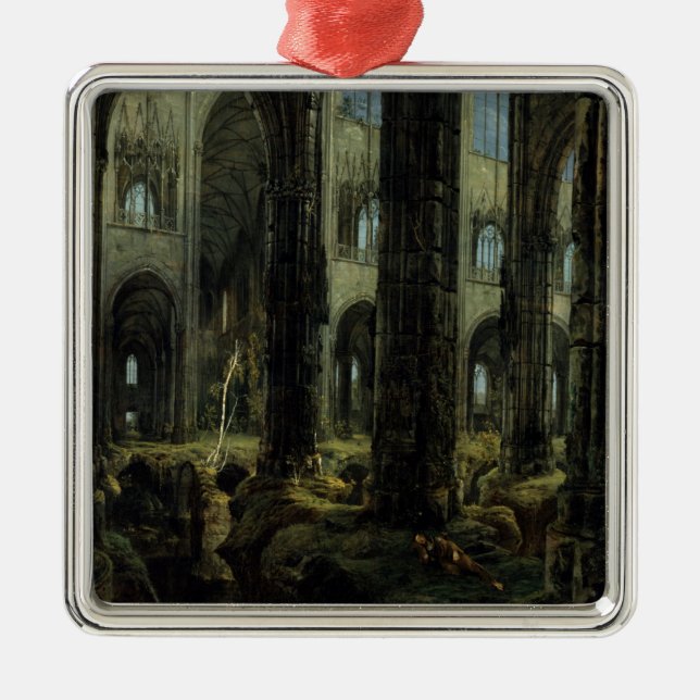 Ornamento De Metal Gótica Church Ruins (por Carl Blechen) (Frente)