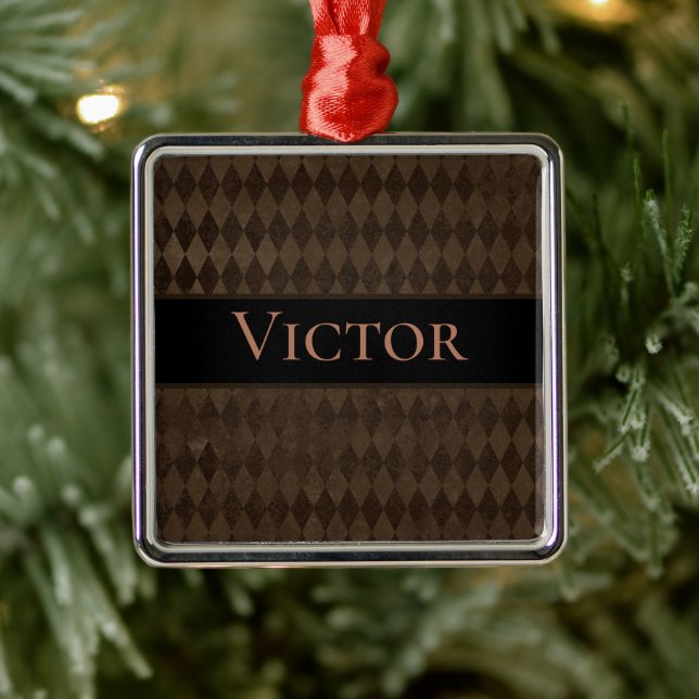 Ornamento De Metal Gótico Castanho-Escuro Harlequin Personalizado (Árvore)