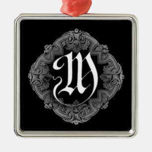 Ornamento De Metal Gótico Elegante M Inicial