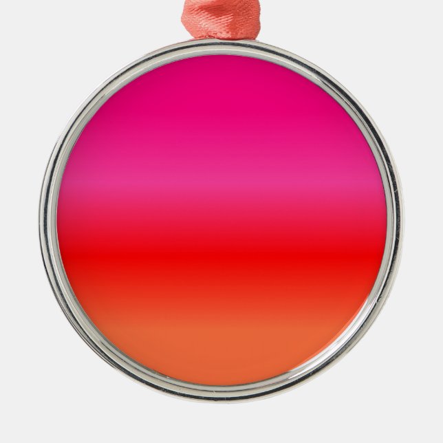 Ornamento De Metal Gradiente rosa, vermelho e laranja (Frente)