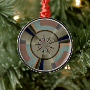 Ornamento De Metal Gráfico de Arte Fractal de Harmonia de Cor Abstrat