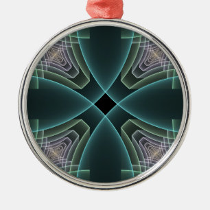 Ornamento De Metal Gráfico de Arte Geométrica Teal Moderna