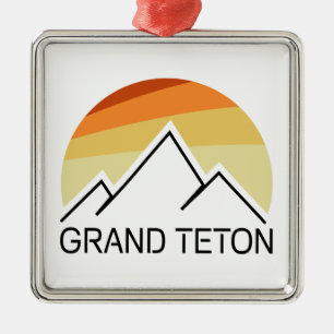 Ornamento De Metal Grand Teton Wyoming Retro