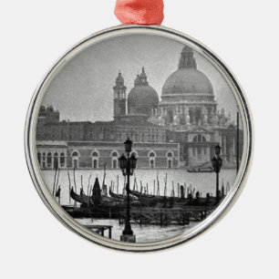 Ornamento De Metal Grande Canal Branco Negro Venice Itália Viagem
