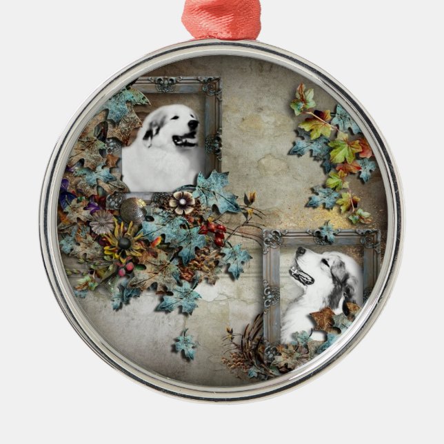 Ornamento De Metal grande cão do pyreness (Frente)