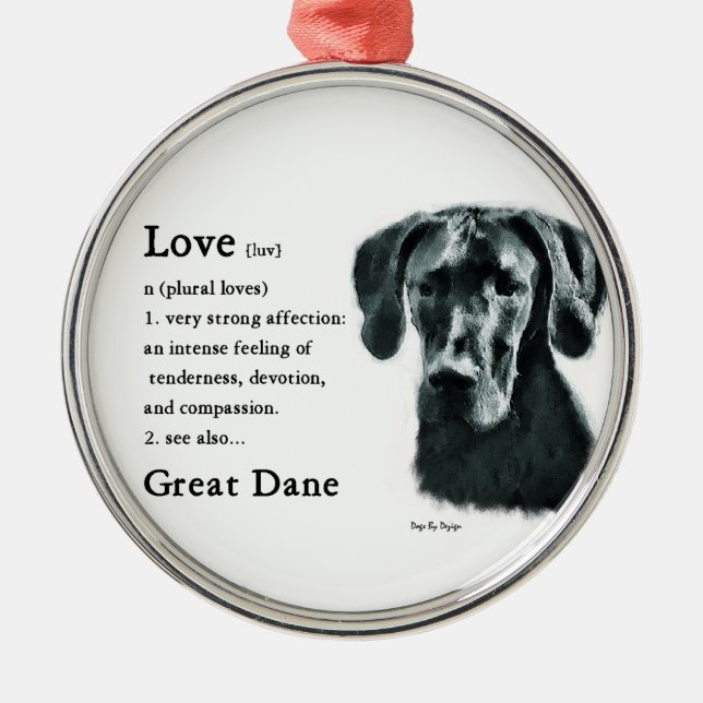 Ornamento De Metal Grande Dane Love (Frente)