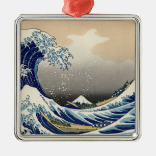 Ornamento De Metal Grande Onda fora de Kanagawa & Monte Fuji Mar do J