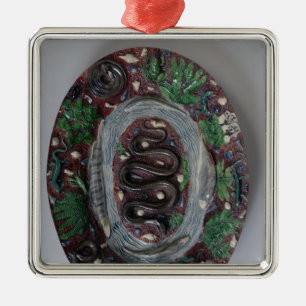 Ornamento De Metal Grande prato oval moldado no alivio