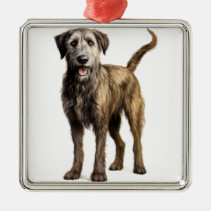 ORNAMENTO DE METAL GRANDE SHAGGY IRISH WOLFHOUND CÃO