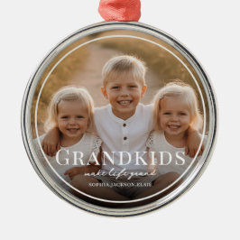 Ornamento De Metal Grandkids Make Life Grand Grandparent 2 Photo  