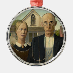 Ornamento De Metal Grant Wood - American Gothic