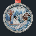 Ornamento De Metal Grátis 3 D Snowman Natal<br><div class="desc">Ornamento Metálico Bonito 3D Snowman de Natal</div>