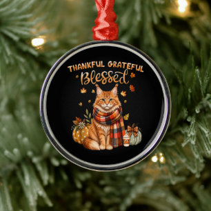 Ornamento De Metal grato agradecido abençoado gato dia de ação de gra