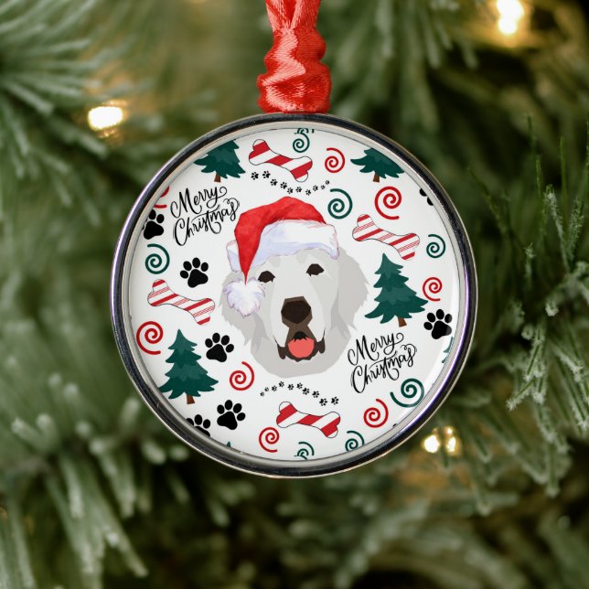 Ornamento De Metal Great Pyrenees Santa Christmas Ornament Keepsake (Árvore)