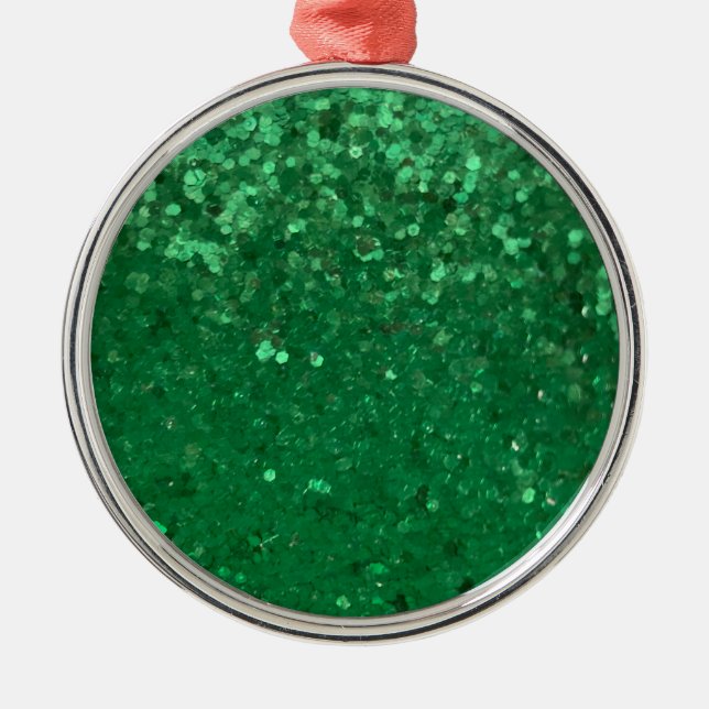 Ornamento De Metal Green Glitter to Customize (Frente)