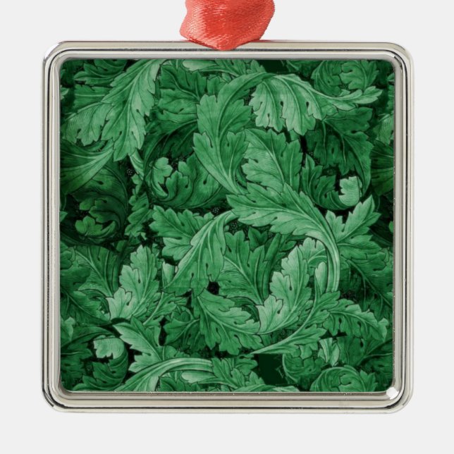 Ornamento De Metal Green Leaves (por William Morris) (Frente)