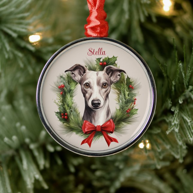 Ornamento De Metal Greyhound Whippet Christmas Pet Memorial Dog Raça (Árvore)