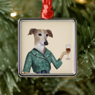 Ornamento De Metal Greyhound Wine Snob