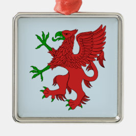 Ornamento De Metal Griffin em Vermelho e Verde
