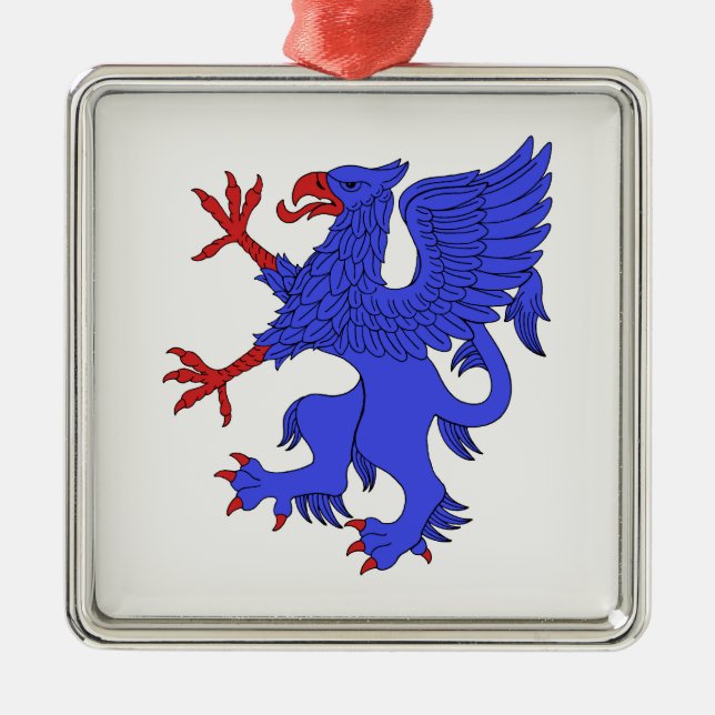Ornamento De Metal Griffin Rampant Azure (Frente)
