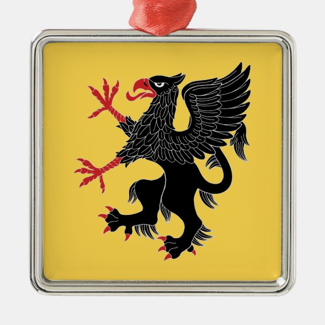 Ornamento De Metal Griffin Rampant Sable (Frente)