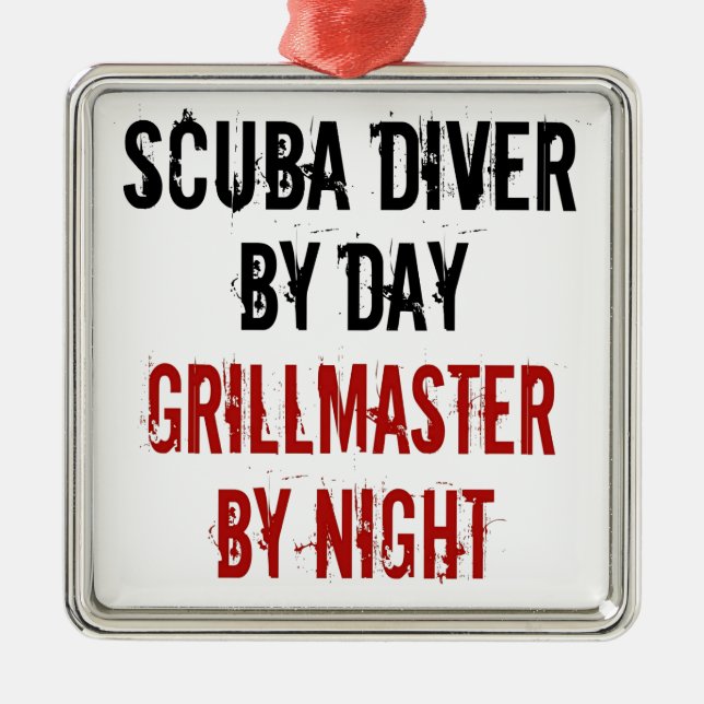 Ornamento De Metal Grillmaster Scuba Diver (Frente)