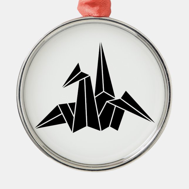 Ornamento De Metal Grou de Papel (Frente)