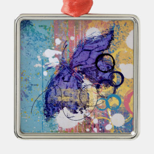 Ornamento De Metal Grunge da borboleta