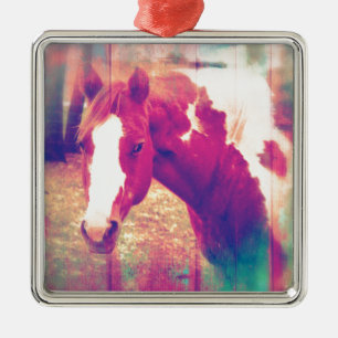 Ornamento De Metal Grunge Paint Horse