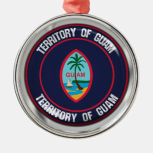 Ornamento De Metal Guam Round Emblem