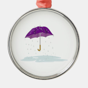 Ornamento De Metal Guarda-chuva roxo na chuva