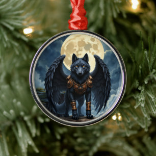 Ornamento De Metal Guardião da Lua – O Lobo de Asa Preta