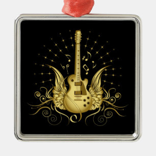 Ornamento De Metal Guitarra voada ouro