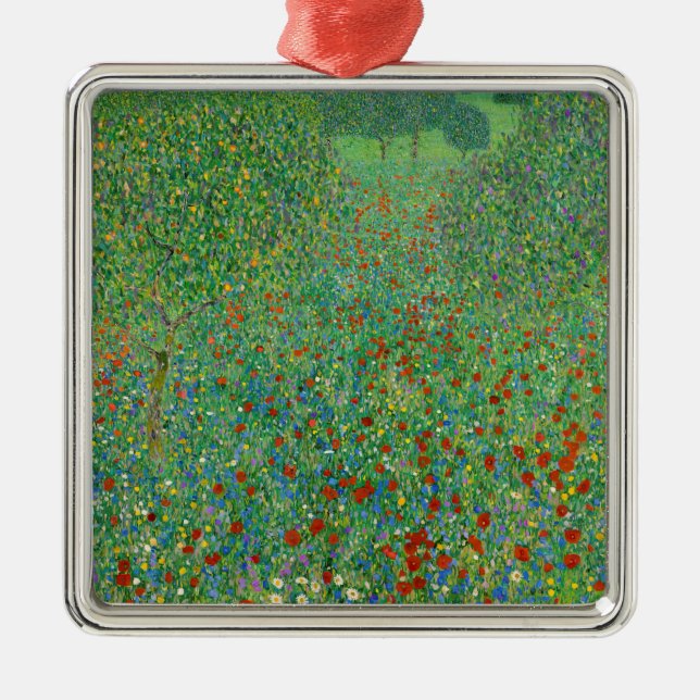 Ornamento De Metal Gustav Klimt - Campo Poppy (Frente)