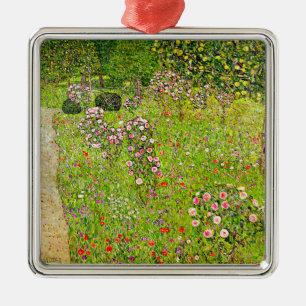 Ornamento De Metal Gustav Klimt Orchard com Rosas