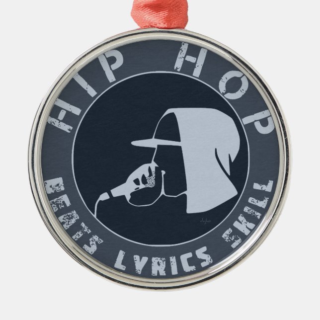 ORNAMENTO DE METAL GUY IN HOODIE RAPPING ON THE MIC (Frente)