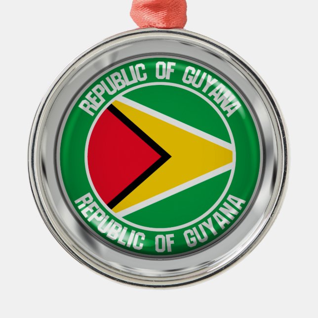 Ornamento De Metal Guyana Round Emblem (Frente)