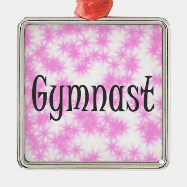 Ornamento De Metal Gymnast Pink e White (Frente)