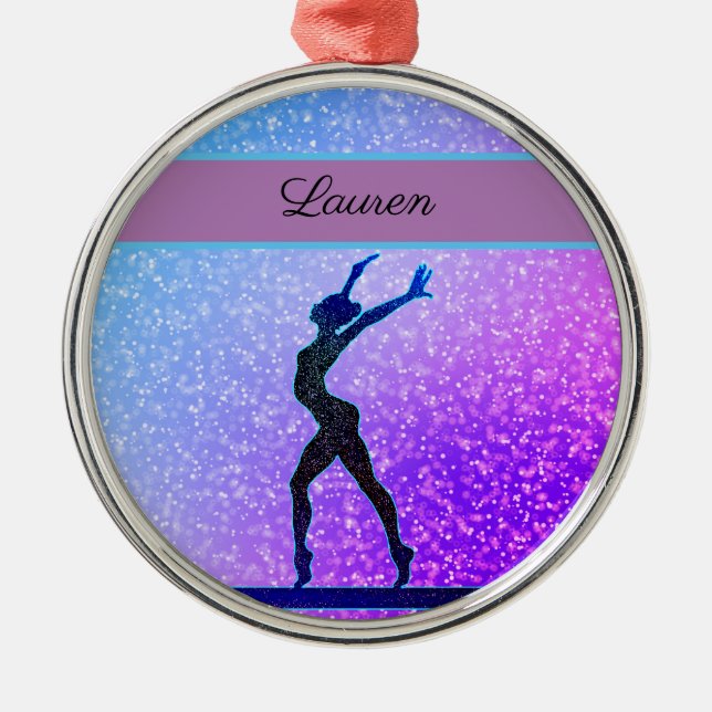 Ornamento De Metal Gymnastics Beam Blue e Purple (Frente)