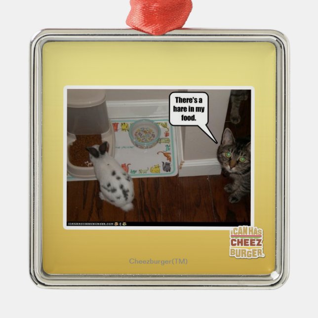 Ornamento De Metal Há uma lebre em meu alimento (Frente)